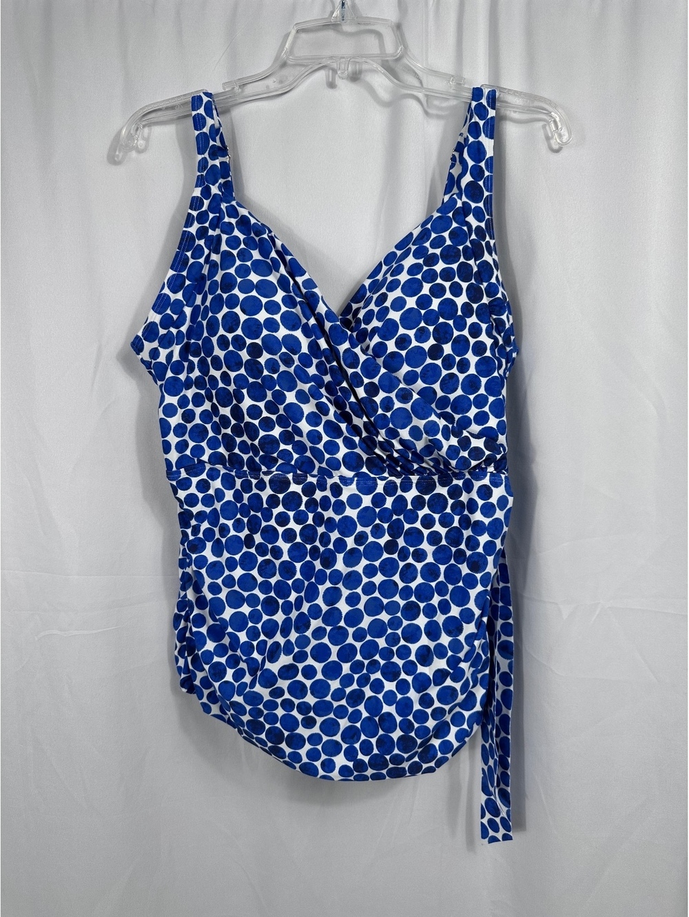 Anne Cole Blue Polka Dot One Piece Swimsuit with Adjustable Straps 18W